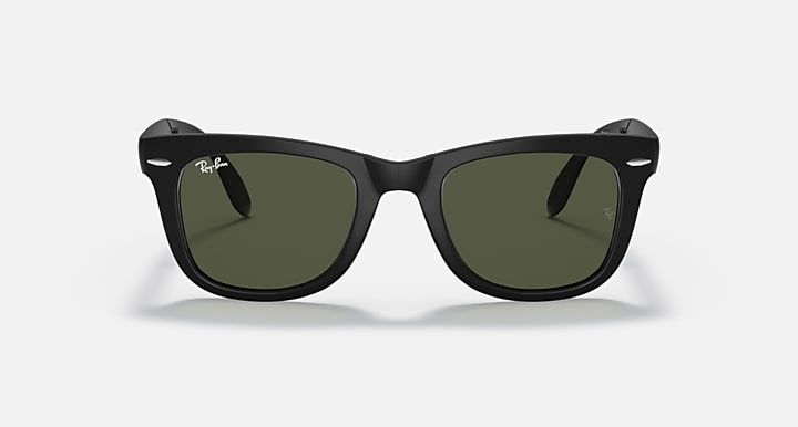 Ray-Ban WAYFARER FOLDING CLASSIC Black with G-15 Green Solid Color lenses - Front