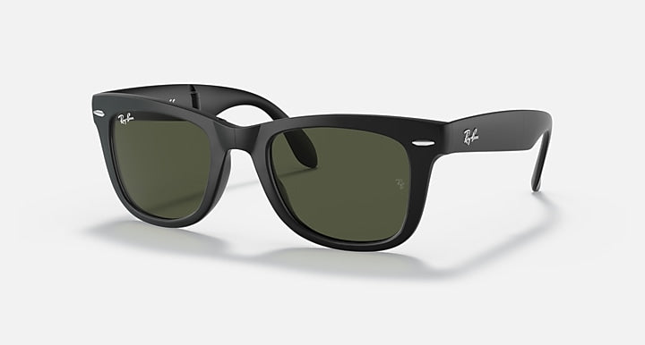 Ray-Ban WAYFARER FOLDING CLASSIC Black with G-15 Green Solid Color lenses - Quarter