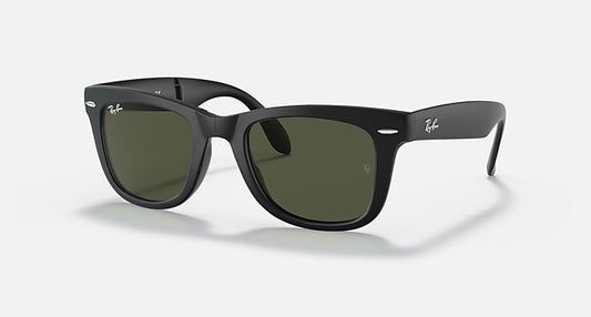 Ray-Ban WAYFARER FOLDING CLASSIC Black with G-15 Green Solid Color lenses - Quarter