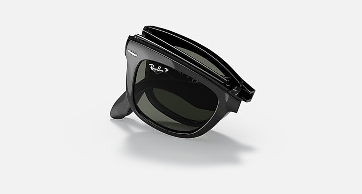 Ray-Ban WAYFARER FOLDING CLASSIC Black with G-15 Green Polarized Solid Color lenses - Folding