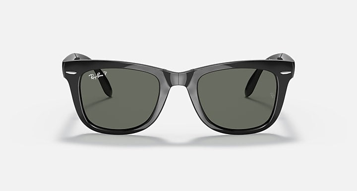 Ray-Ban WAYFARER FOLDING CLASSIC Black with G-15 Green Polarized Solid Color lenses - Front