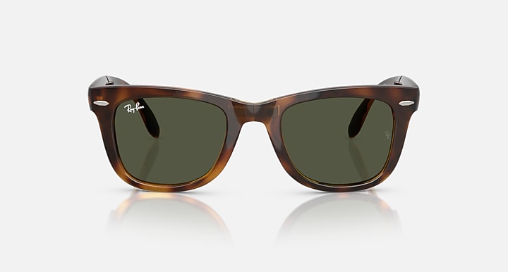 Ray-Ban WAYFARER FOLDING CLASSIC Havana with Green Solid Color lenses - Front