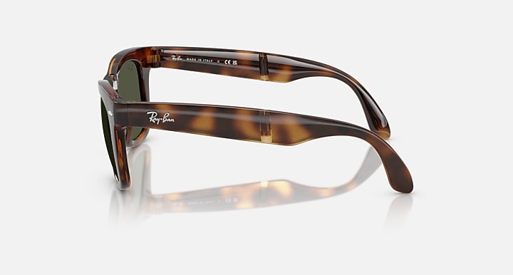 Ray-Ban WAYFARER FOLDING CLASSIC Havana with Green Solid Color lenses - Lateral