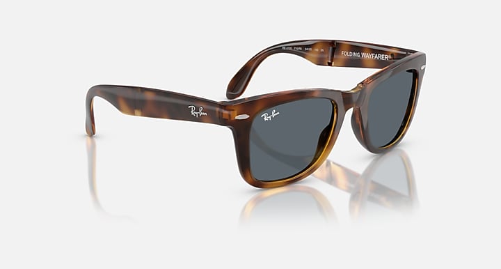 Ray-Ban WAYFARER FOLDING CLASSIC Havana with Blue Solid Color lenses - Alternative