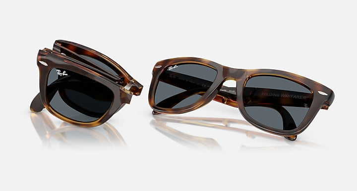 Ray-Ban WAYFARER FOLDING CLASSIC Havana with Blue Solid Color lenses - Folding Group