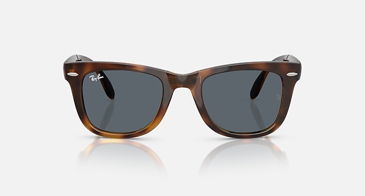 Ray-Ban WAYFARER FOLDING CLASSIC Havana with Blue Solid Color lenses - Front