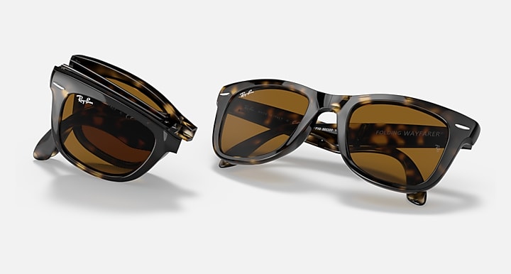 Ray-Ban WAYFARER FOLDING CLASSIC Light Havana with B-15 Brown Solid Color lenses - Folding Group