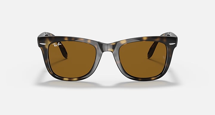 Ray-Ban WAYFARER FOLDING CLASSIC Light Havana with B-15 Brown Solid Color lenses - Front