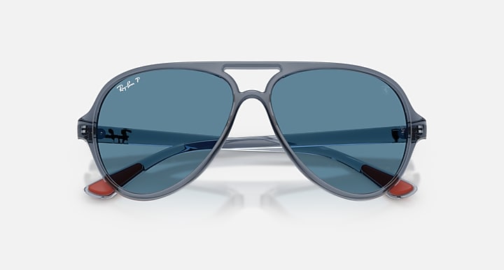 Ray-Ban SCUDERIA FERRARI MONZA LTD Transparent Blue with Blue Polarized+ Polarized+ lenses - Closed Front