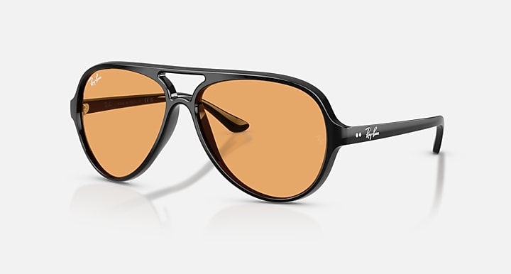 Ray-Ban CATS 5000 CLASSIC SUMMER CAPSULE Black with Orange Solid Color lenses - Quarter