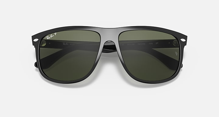 Ray-Ban BOYFRIEND Black with Dark Green Polarized Solid Color lenses - Closed Front