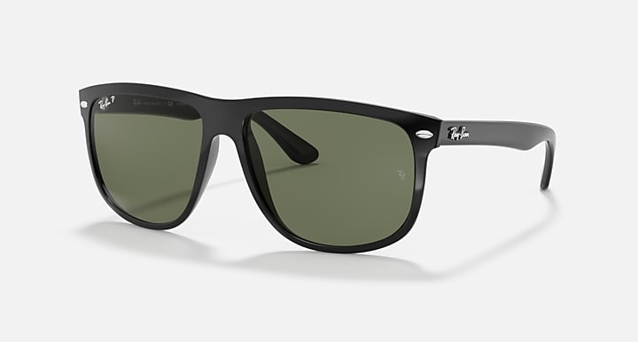 Ray-Ban BOYFRIEND Black with Dark Green Polarized Solid Color lenses - Quarter