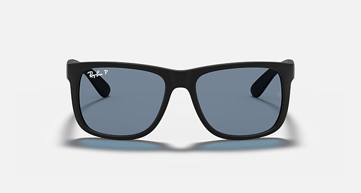 Ray-Ban JUSTIN CLASSIC Rubber Black; Black with Dark Blue Polarized Solid Color lenses - Front