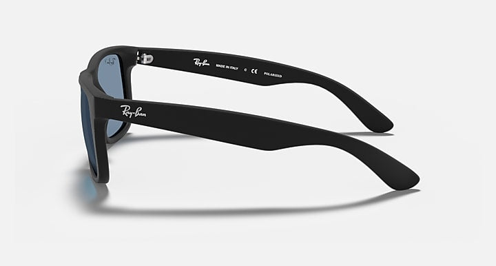 Ray-Ban JUSTIN CLASSIC Rubber Black; Black with Dark Blue Polarized Solid Color lenses - Lateral