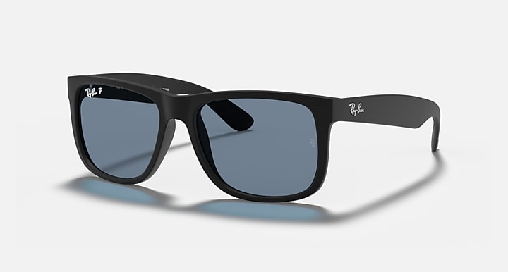 Ray-Ban JUSTIN CLASSIC Rubber Black; Black with Dark Blue Polarized Solid Color lenses - Quarter
