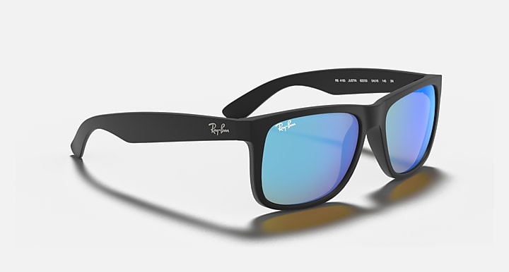 Ray-Ban JUSTIN COLOR MIX Rubber Black; Black with Blue Mirror Solid Color - Mirror lenses - Alternative