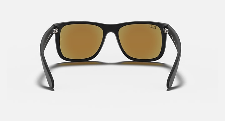 Ray-Ban JUSTIN COLOR MIX Rubber Black; Black with Blue Mirror Solid Color - Mirror lenses - Back