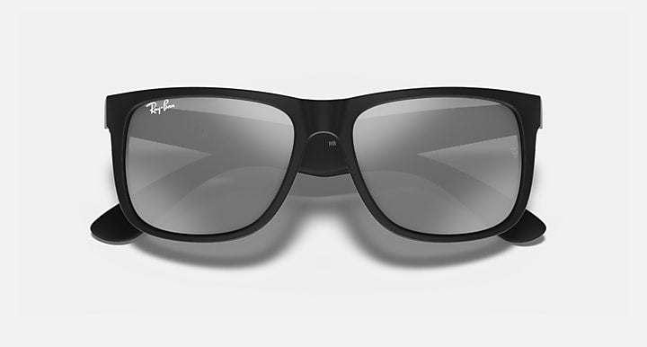 Ray-Ban JUSTIN COLOR MIX Rubber Black; Black with Grey Mirror Silver Solid Color - Mirror lenses - Closed Front