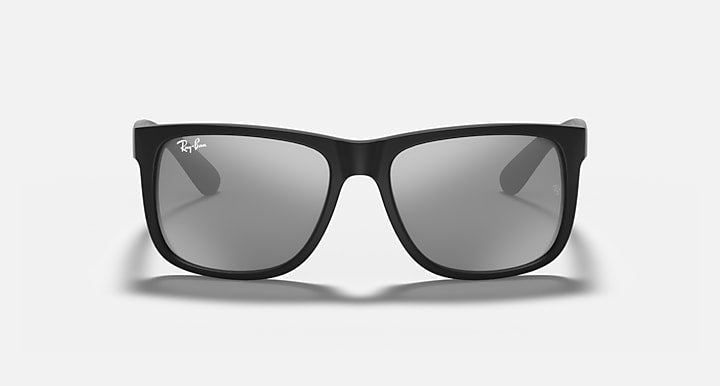 Ray-Ban JUSTIN COLOR MIX Rubber Black; Black with Grey Mirror Silver Solid Color - Mirror lenses - Front