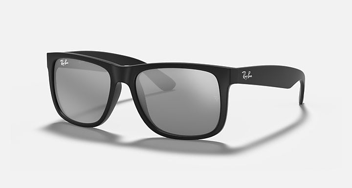 Ray-Ban JUSTIN COLOR MIX Rubber Black; Black with Grey Mirror Silver Solid Color - Mirror lenses - Quarter