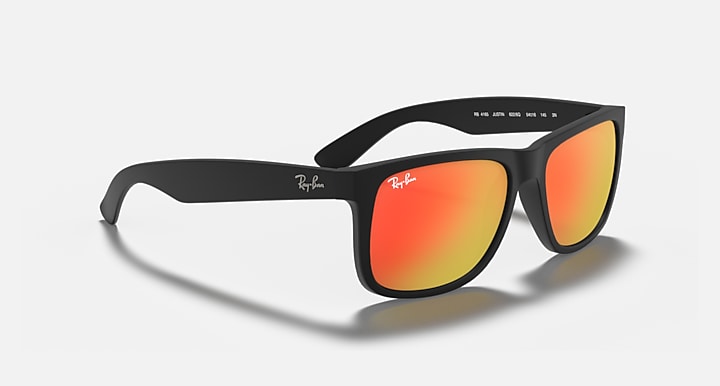 Ray-Ban JUSTIN COLOR MIX Rubber Black; Black with Red Mirror Solid Color - Mirror lenses - Alternative
