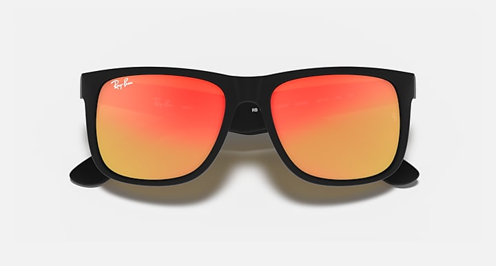 Ray-Ban JUSTIN COLOR MIX Rubber Black; Black with Red Mirror Solid Color - Mirror lenses - Closed Front