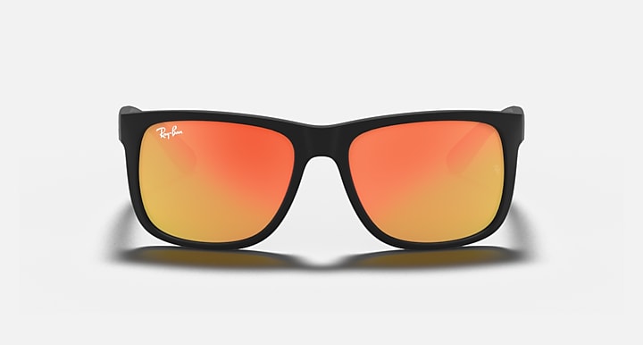 Ray-Ban JUSTIN COLOR MIX Rubber Black; Black with Red Mirror Solid Color - Mirror lenses - Front