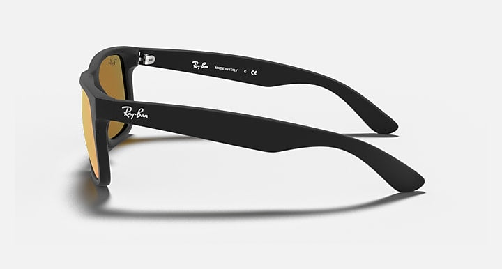 Ray-Ban JUSTIN COLOR MIX Rubber Black; Black with Red Mirror Solid Color - Mirror lenses - Lateral