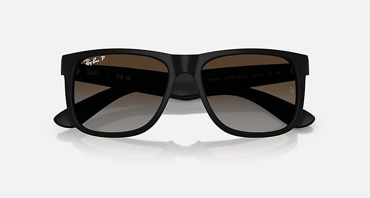 Ray-Ban JUSTIN CLASSIC Rubber Black with Polarized Light Grey Gradient Brow Gradient lenses - Closed Front