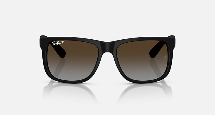 Ray-Ban JUSTIN CLASSIC Rubber Black with Polarized Light Grey Gradient Brow Gradient lenses - Front