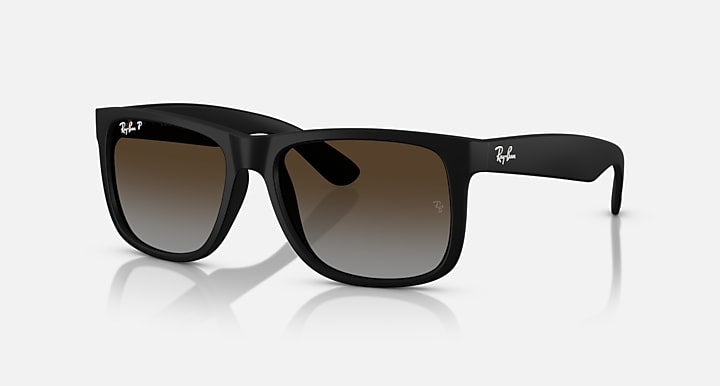 Ray-Ban JUSTIN CLASSIC Rubber Black with Polarized Light Grey Gradient Brow Gradient lenses - Quarter