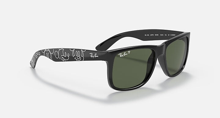 Ray-Ban RB4165 JUSTIN MICKEY D20 Black; Mickey Mouse with Polarized Dark Green Solid Color lenses - Alternative