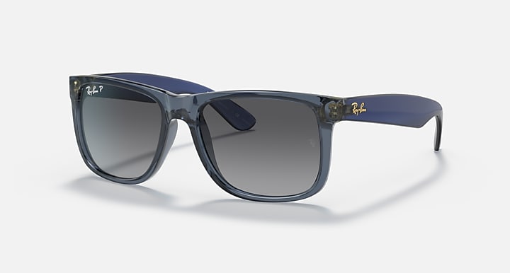 Ray-Ban JUSTIN CLASSIC Transparent Blue with Grey Polarized Gradient lenses - Quarter