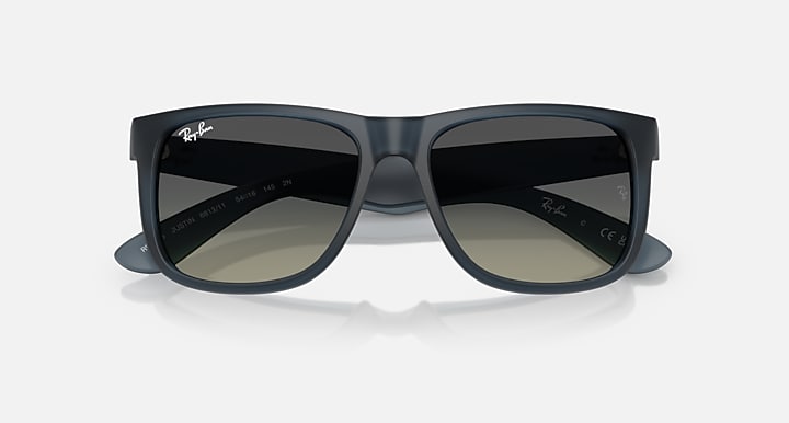 Ray-Ban JUSTIN CLASSIC Rubber Blue with Gradient Grey Gradient lenses - Closed Front