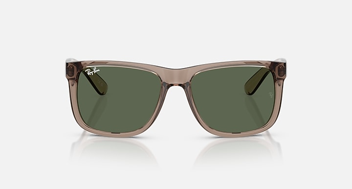 Ray-Ban JUSTIN CLASSIC Transparent Brown with Dark Green Solid Color lenses - Front