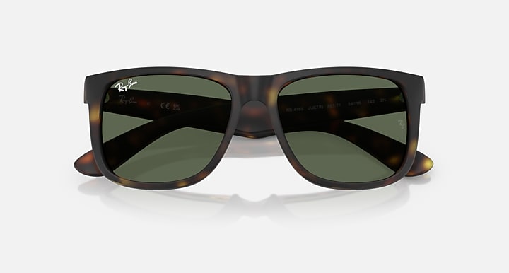 Ray-Ban JUSTIN CLASSIC Rubber Havana with Dark Green Solid Color lenses - Closed Front