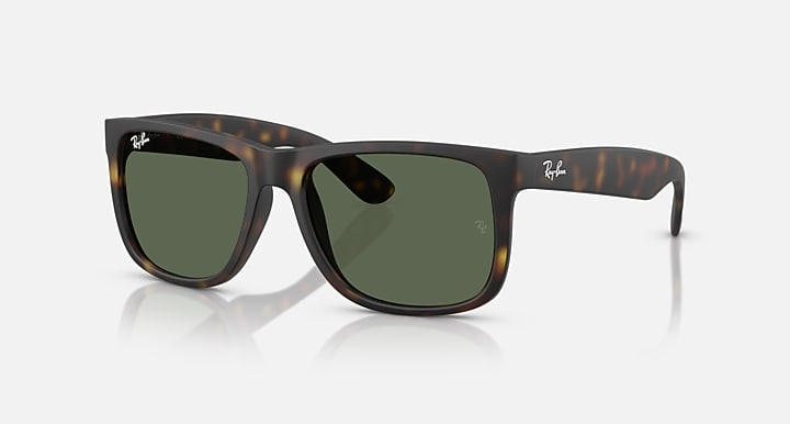 Ray-Ban JUSTIN CLASSIC Rubber Havana with Dark Green Solid Color lenses - Quarter