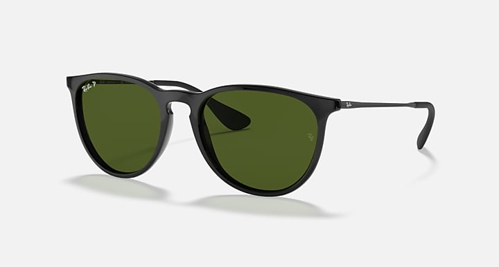 Ray-Ban ERIKA CLASSIC Black with G-15 Green Polarized Solid Color lenses - Quarter