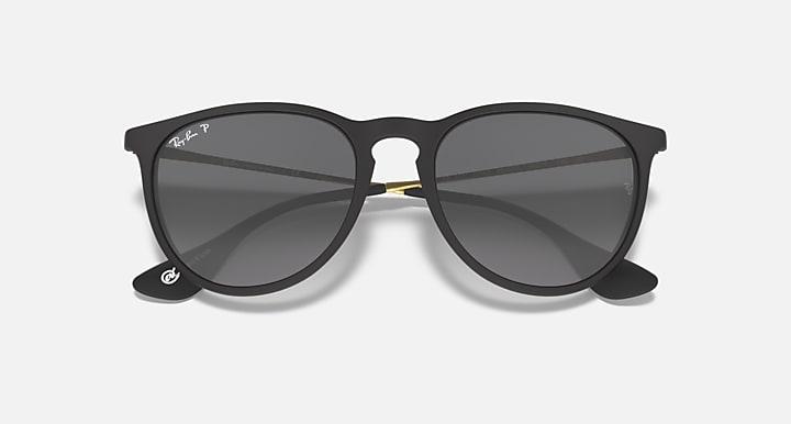 Ray-Ban ERIKA @COLLECTION Rubber Black; Gold with Black Polarized Gradient lenses - Closed Front