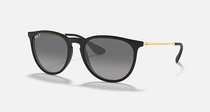 Ray-Ban ERIKA @COLLECTION Rubber Black; Gold with Black Polarized Gradient lenses - Quarter
