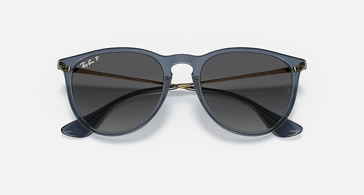 Ray-Ban ERIKA CLASSIC Transparent Blue with Grey Polarized Gradient lenses - Closed Front