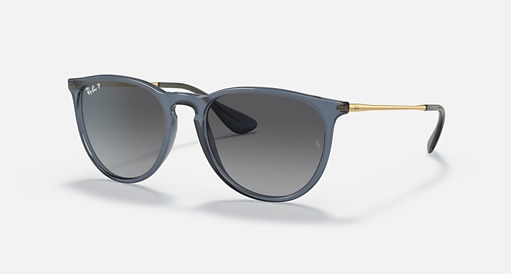 Ray-Ban ERIKA CLASSIC Transparent Blue with Grey Polarized Gradient lenses - Quarter