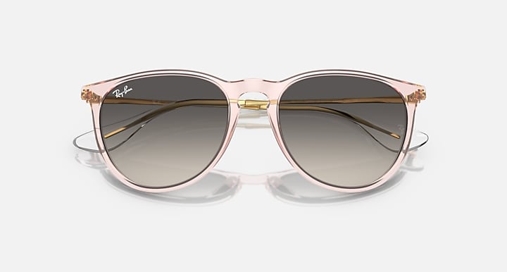 Ray-Ban ERIKA CLASSIC Transparent Pink; Gold with Grey Gradient lenses - Closed Front
