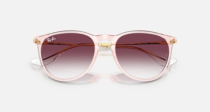 Ray-Ban ERIKA CLASSIC Transparent Pink; Arista with Clear Gradient Dark Violet Gradient lenses - Closed Front