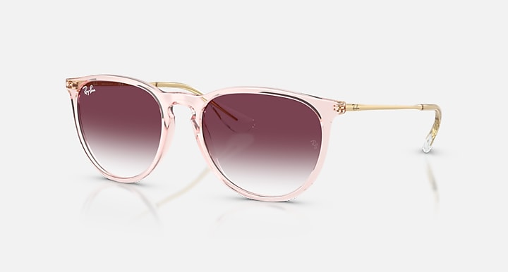 Ray-Ban ERIKA CLASSIC Transparent Pink; Arista with Clear Gradient Dark Violet Gradient lenses - Quarter