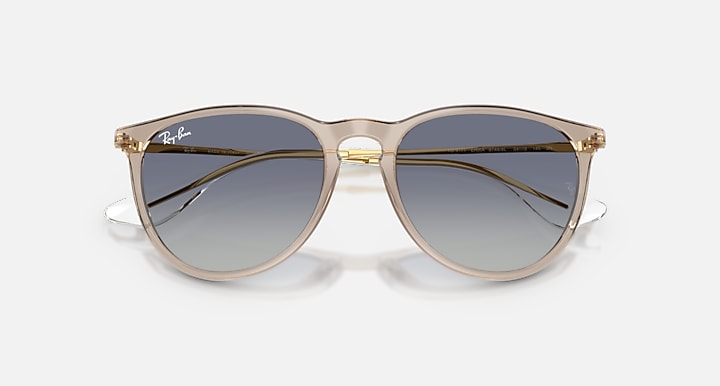 Ray-Ban ERIKA CLASSIC Transparent Light Brown; Arista with Light Grey Gradient Dark Blue Gradient lenses - Closed Front