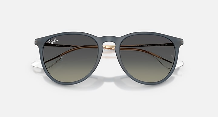 Ray-Ban ERIKA CLASSIC Rubber Blue with Gradient Grey Gradient lenses - Closed Front