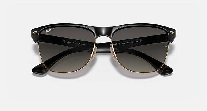 Ray-Ban CLUBMASTER OVERSIZED Black with Grey Polarized Gradient lenses - Closed Front