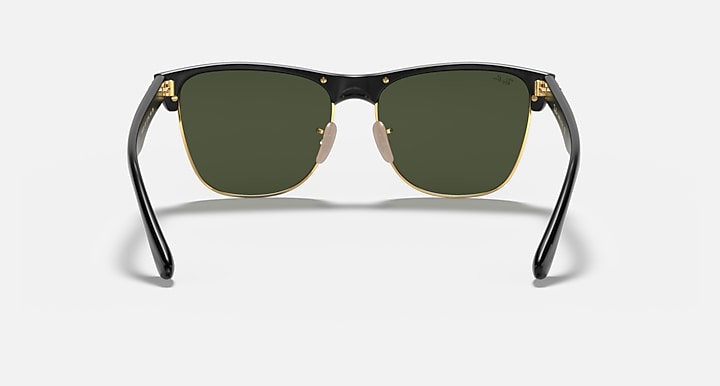 Ray-Ban CLUBMASTER OVERSIZED Black On Gold with G-15 Green Solid Color lenses - Back