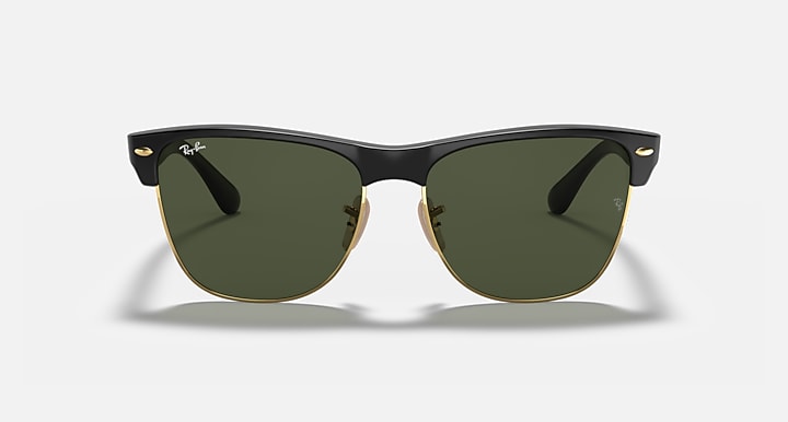 Ray-Ban CLUBMASTER OVERSIZED Black On Gold with G-15 Green Solid Color lenses - Front
